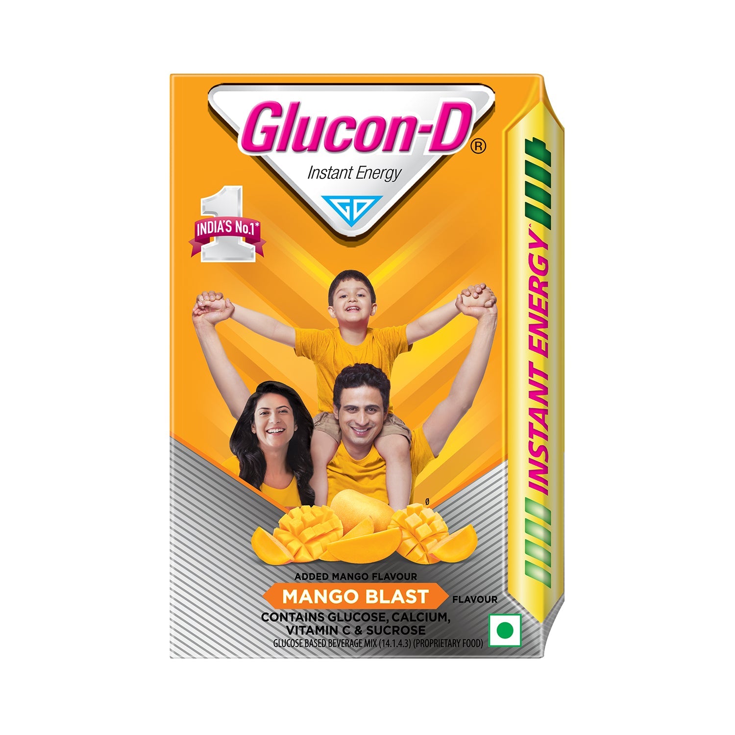 Glucon-D Mango Blast Glucose Powder (450g, Refill)| For Tasty Mango Flavoured Glucose Drink| Provides Instant Energy| Vitamin C Supports Immunity| Contains Calcium for Bone