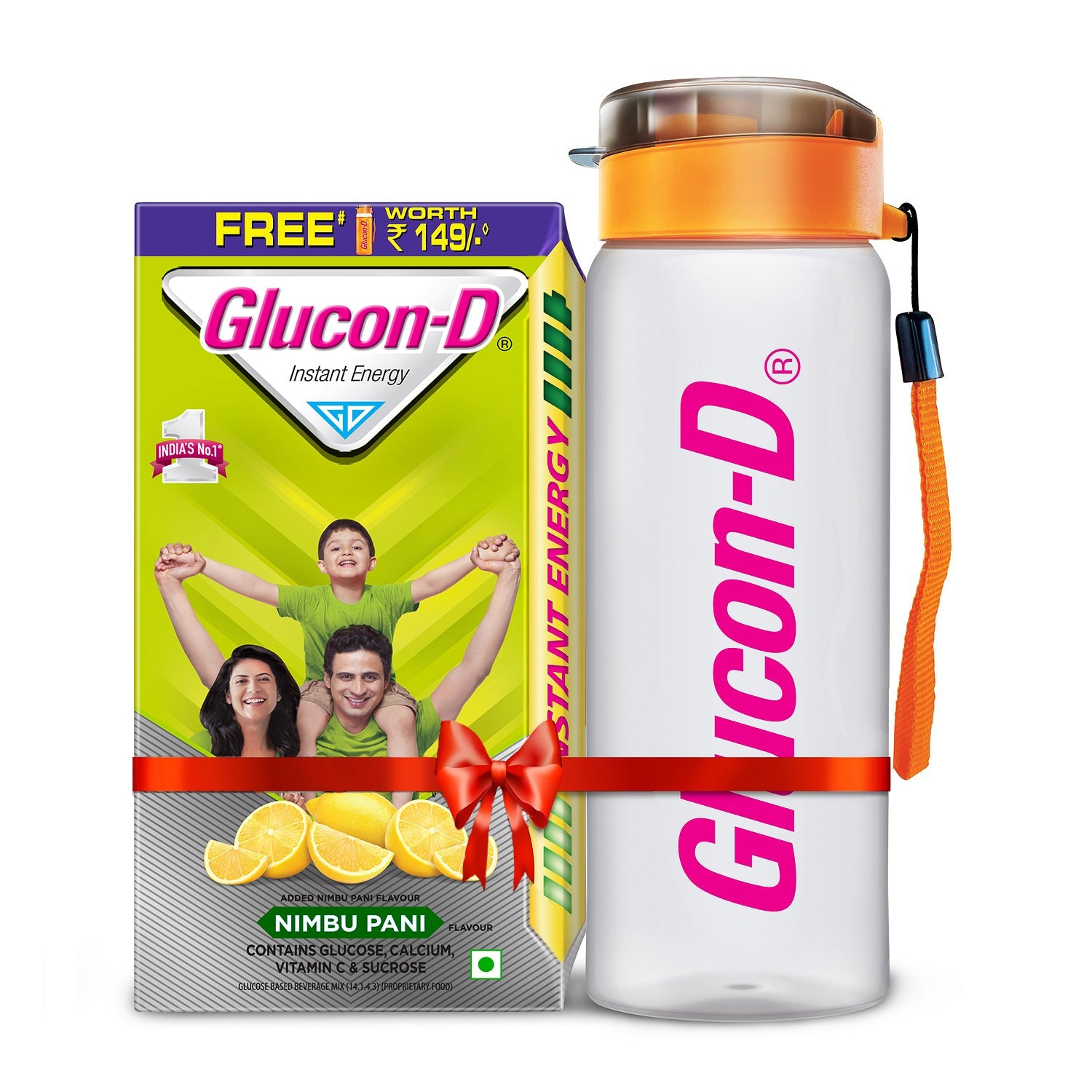 Glucon D Instant Energy Health Drink Nimbu Pani - 1kg Refill with Free Sipper