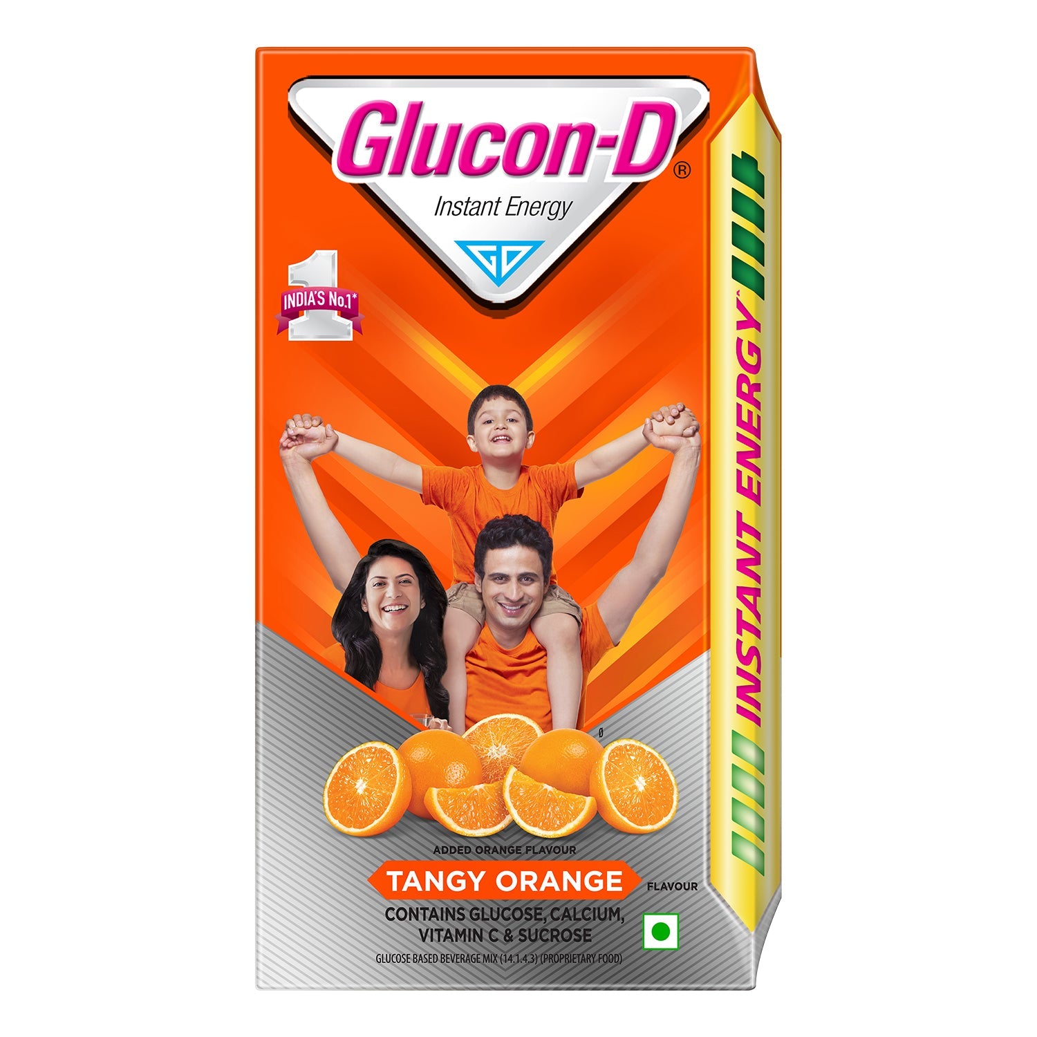Glucon-D Tangy Orange Glucose Powder (1kg, Refill)| Tangy Orange Flavoured Glucose Drink| Provides Instant Energy| Vitamin C Boosts Immunity, Calcium for Intense Bone