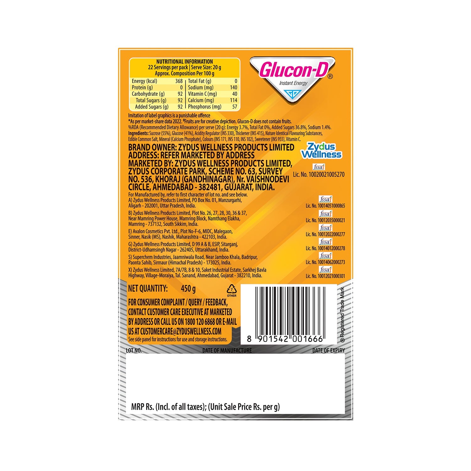 Glucon-D Mango Blast Glucose Powder (450g, Refill)| For Tasty Mango Flavoured Glucose Drink| Provides Instant Energy| Vitamin C Supports Immunity| Contains Calcium for Bone