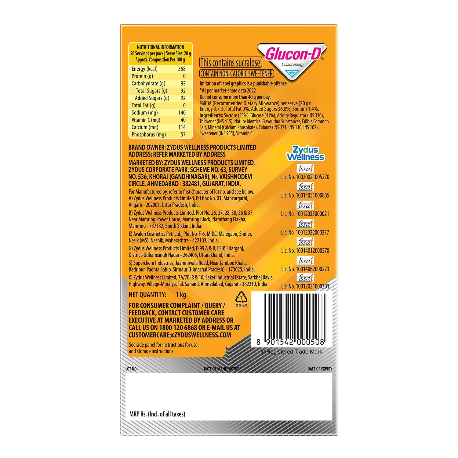 Glucon-D Mango Blast Glucose Powder (1kg, Refill)| Tasty Mango Flavoured Glucose Drink| Provides Instant Energy