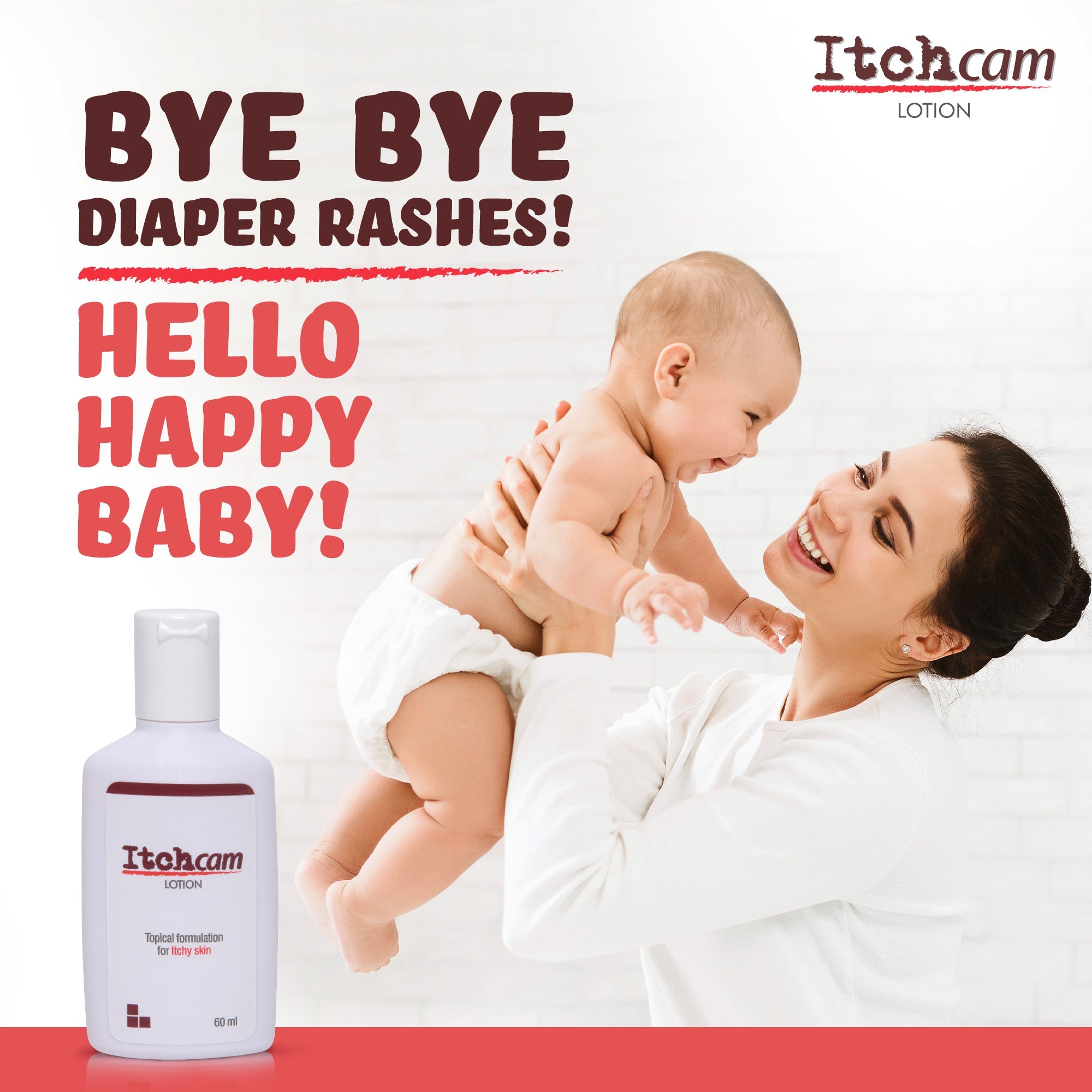 Itchcam Lotion for Fast  & Safe Itch Relief for Skin Rash for Infants 27 Days+,  with Witch Hazel & Calamine, Soothes & Hydrates with Emollients & Moisturizers, Ideal for Diaper Rash & All Age Groups