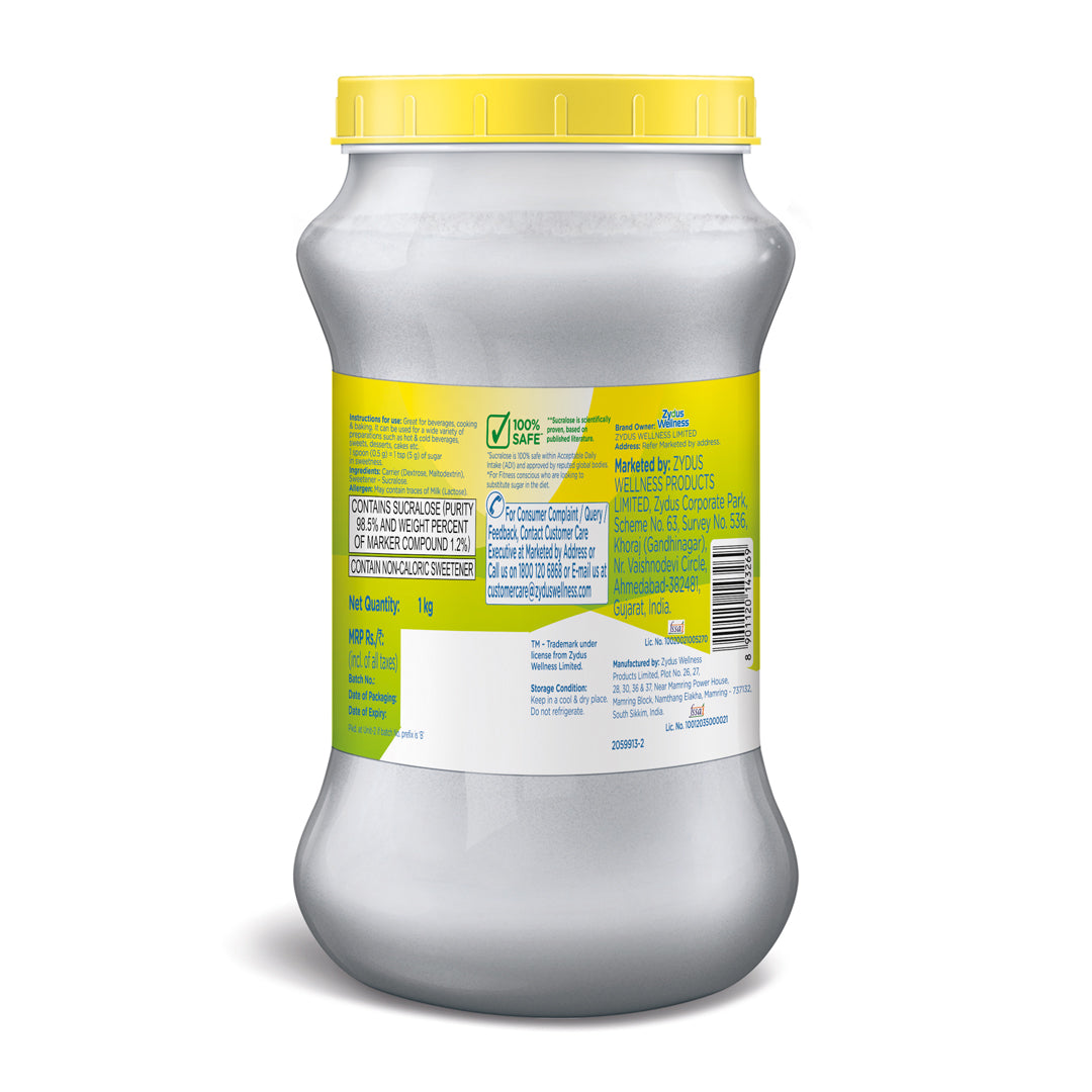 Sugar Free Natura, 1Kg, Jar | Equivalent to Sweetness from 10Kg Sugar | 100% Safe| Scientifically Proven & Tested|Sweet like Sugar but with zero calories