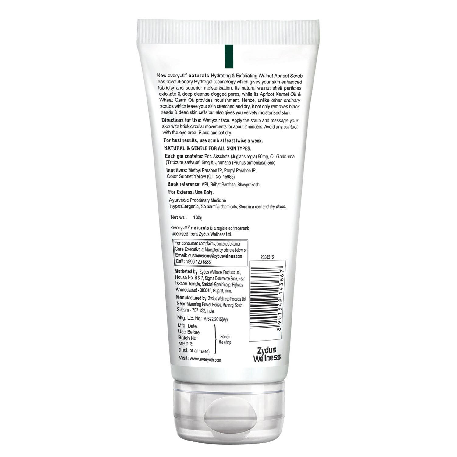 Everyuth Naturals Hydrating & Exfoliating Walnut Apricot Scrub, 100gm, Tube