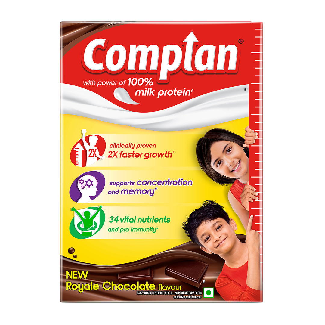 Complan Nutrition Drink Powder for Children, Royale Chocolate Flavour, 200 g Carton | Nutrition drink for kids with protein & 34 vital nutrients