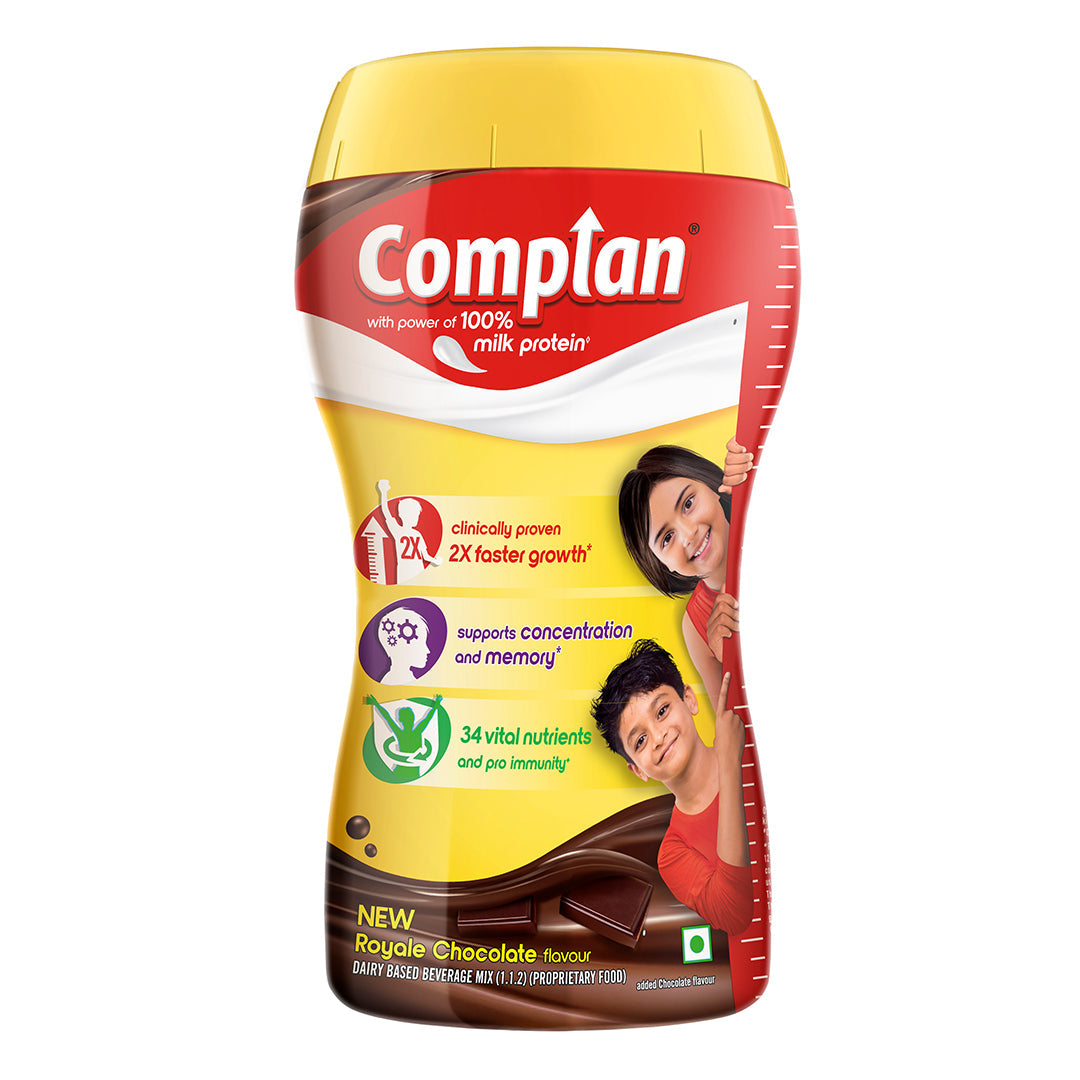Complan Nutrition Drink Powder for Children, Royale Chocolate Flavour, 1 kg Jar | Nutrition drink for kids with protein & 34 vital nutrients