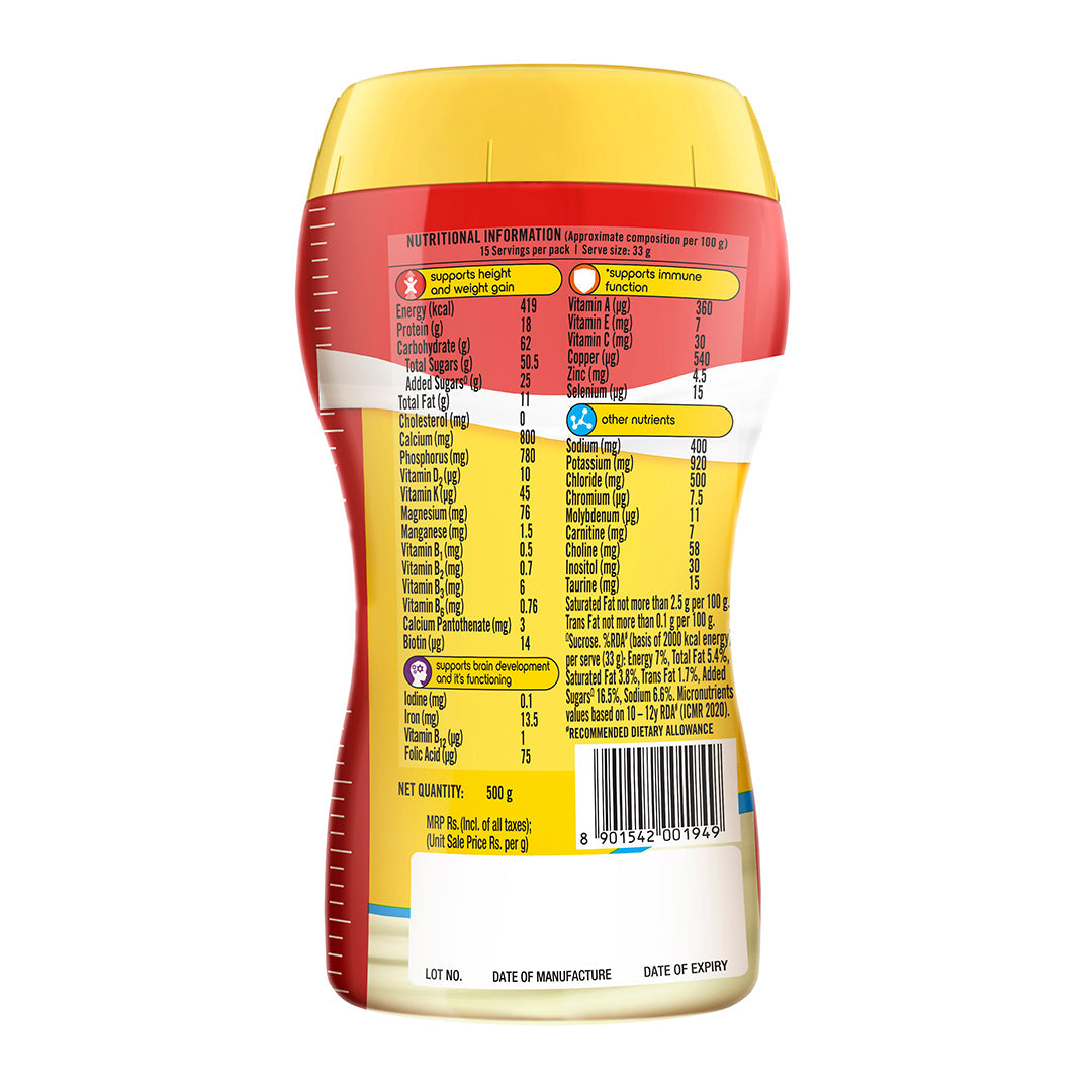 Complan Nutrition Drink Powder for Children, Creamy Classic Flavour, 500 g Jar | Nutrition drink for kids with protein & 34 vital nutrients