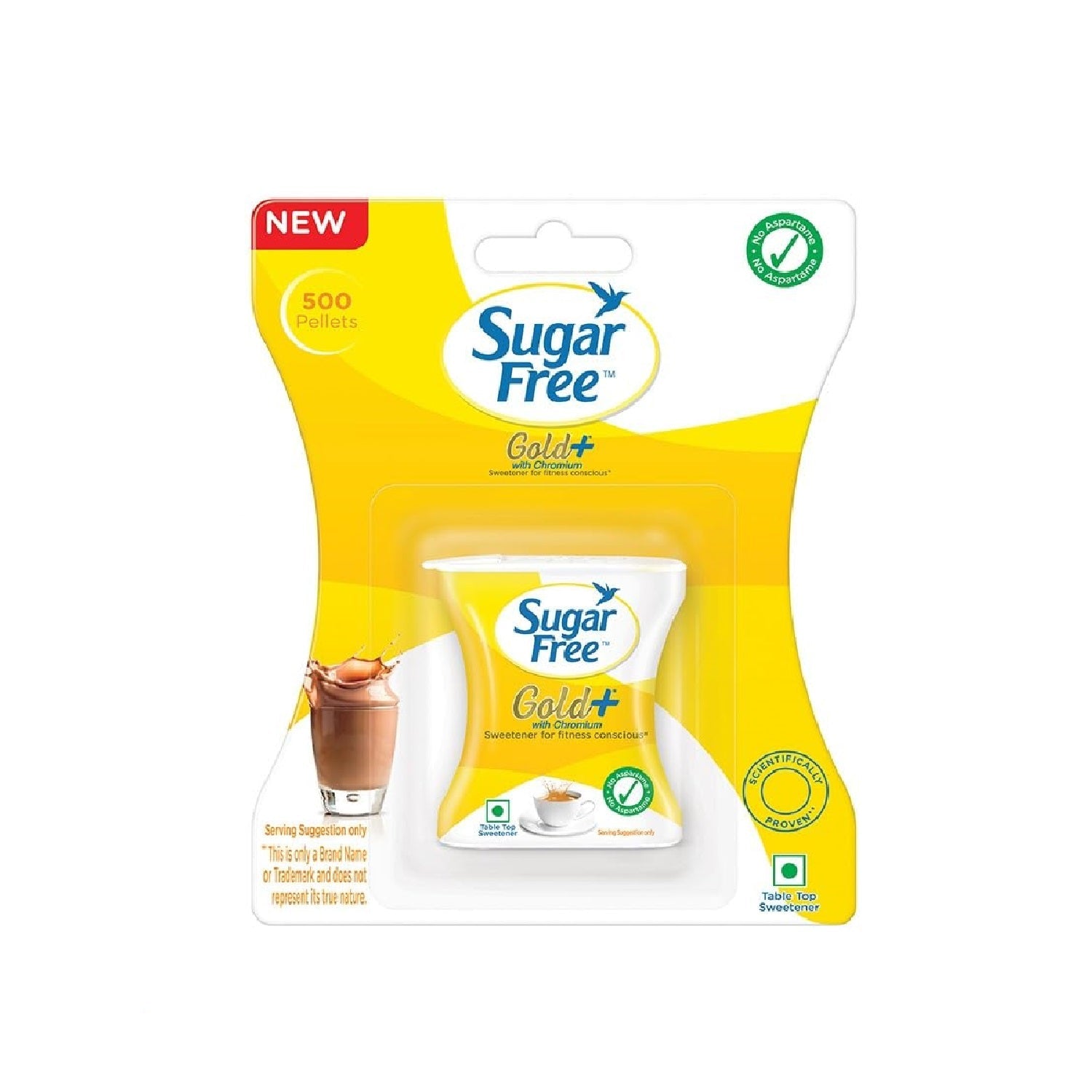 Sugar Free Gold+, 500 Pellets| India s No.1 Sweetner| Sweet like Sugar with Low Calories| Scientifically Proven & Tested 50g